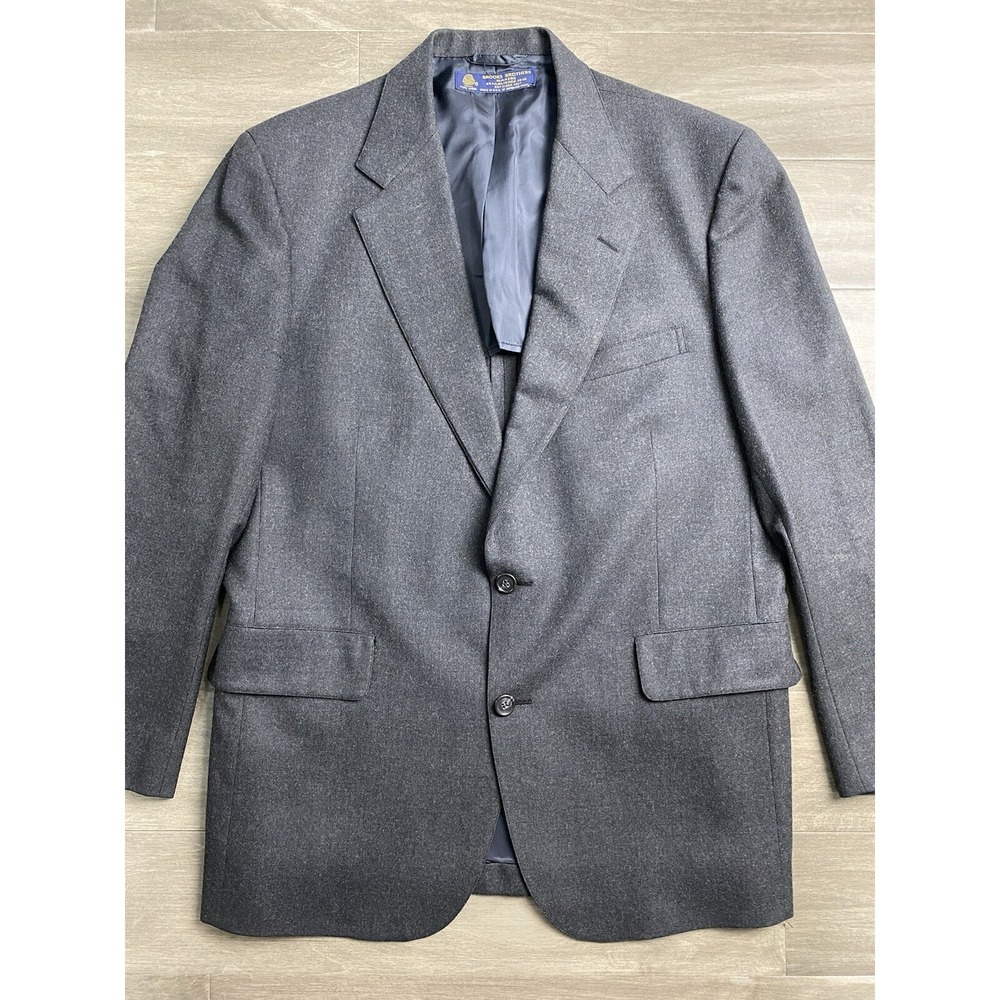 Vintage Brooks Brothers Wool Blazer 41R Gray USA Made 3-Button Single Vent